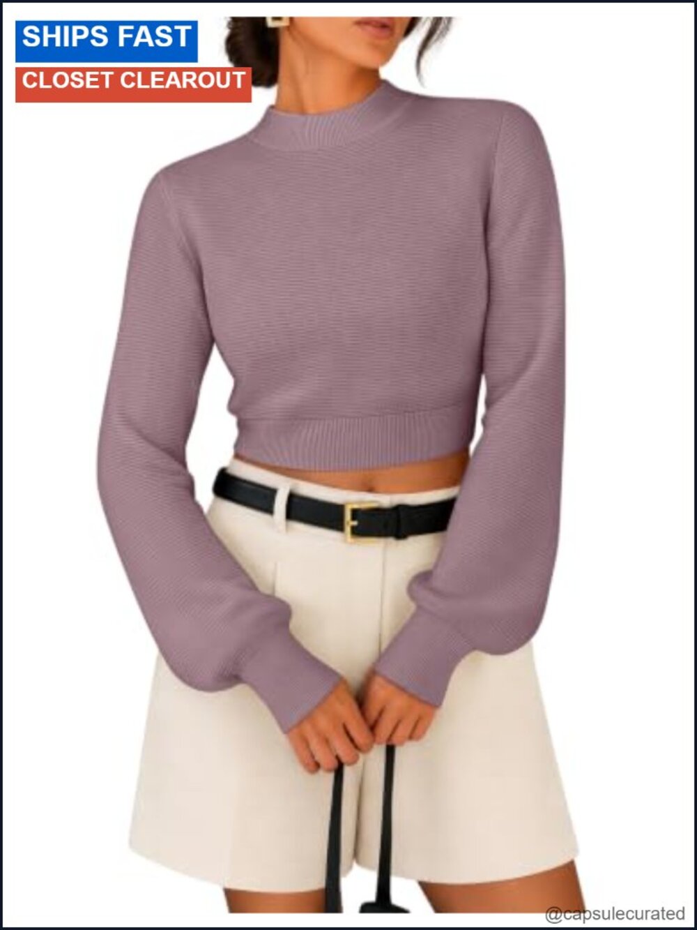 ZESICA Mock Neck Cropped Sweater Pullover